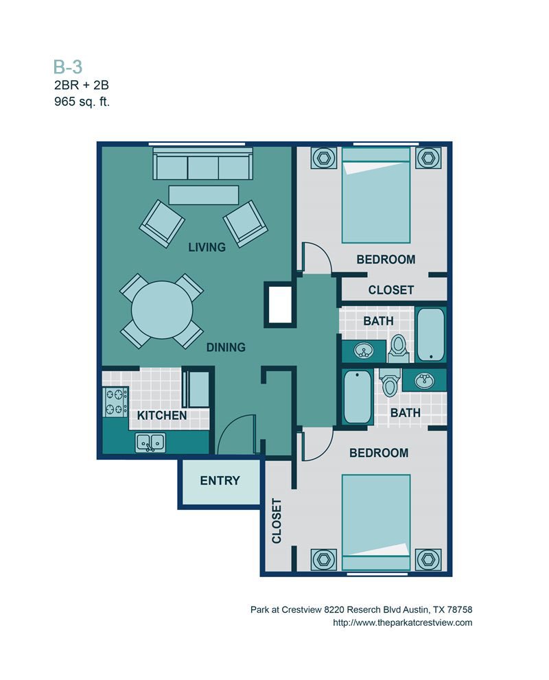 2 Bed/ 2 Bath B3 Floor Plan 6